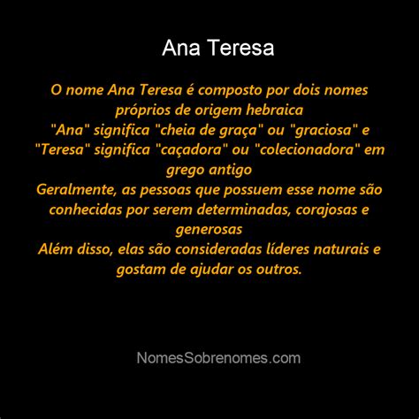 Qual O Significado Do Nome Ana Teresa