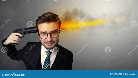 Gone Businessman Shooting His Head With Gun Stock Photo Image Of