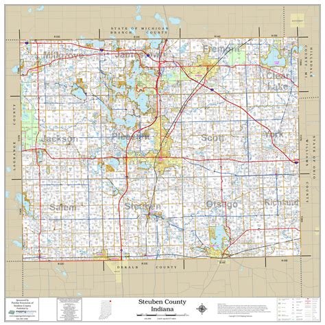 Steuben County Indiana 2019 Wall Map Mapping Solutions