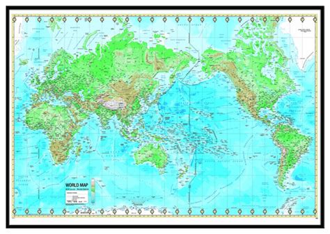 World Advanced Physical Framed Wall Map Black
