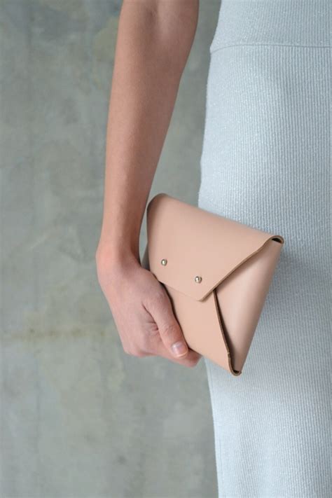 Nude Leather Clutch Bag Nude Envelope Clutch Leather Bag Etsy