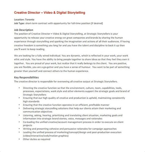 9 Creative Director Job Description Templates Word Docs Pages