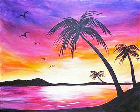 Paradise Palms Muse Paintbar Beach Art Painting Tree Painting Canvas