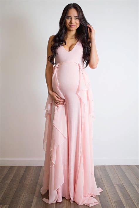 cute maternity gown with chiffon waves sexy mama maternity pink maternity dress cute