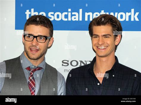 US Actors Justin Timberlake L And Andrew Garfield Pose During A Photo