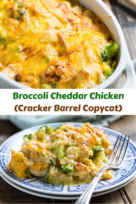 Cracker barrel cheesy chicken and broccoli the first alternate is, of course, a cheese sauce made with a medium white sauce with yellow cheddar cheese. Broccoli Cheddar Chicken (Cracker Barrel Copycat)