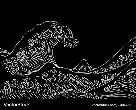 Japan Great Wave Royalty Free Vector Image Vectorstock