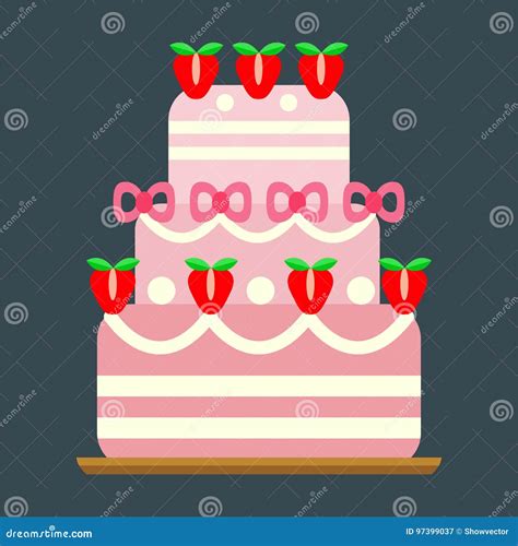 Wedding Cake Pie Sweets Dessert Bakery Flat Simple Style Pastry