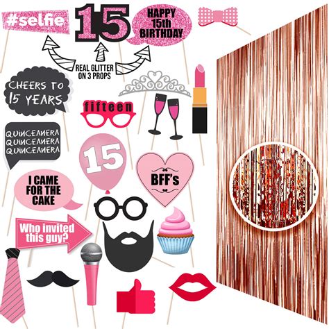 Buy 24 Piece 15th Birthday Photo Props 15 Birthday Party Supplies 15