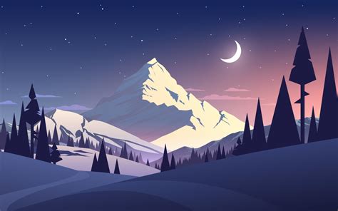 1680x1050 Resolution Night Mountains Summer Illustration 1680x1050