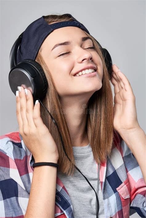 Teen Girl Listening Enjoying Music Stock Photo Image Of Earphones