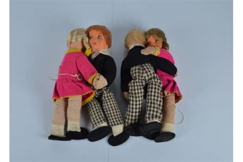 Two Pairs Of Deans Rag Book Co Dancing Dolls Joan And Peter Printed