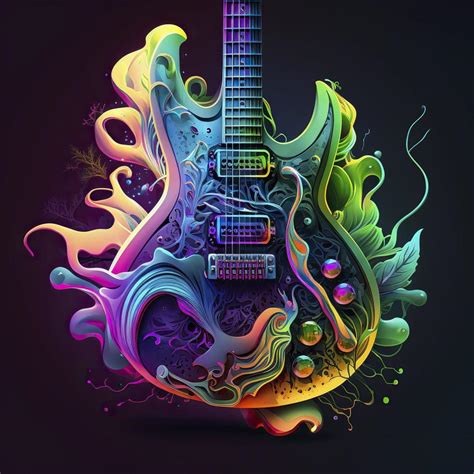 Guitar In Neon Colors Generative Ai 22275575 Stock Photo At Vecteezy