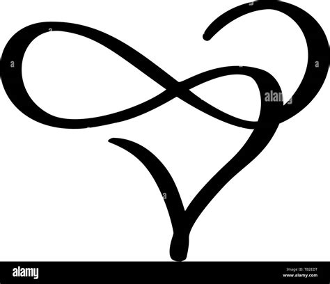 Romantic Infinity Calligraphy Vector Heart Love Sign Hand Drawn Icon