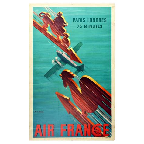 Vintage Air France Travel Poster By Lucien Boucher At 1stdibs Lucien
