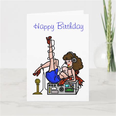 Carte Brunette Ham Radio Pin Up Girl Birthday Card Zazzlefr