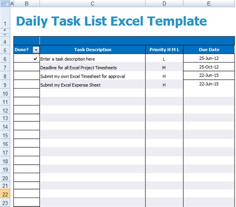 Employee Task List Template Excel