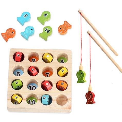 Buy Wooden Fishing Game Toys For Toddlers Montessori Educational