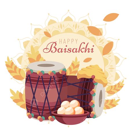 Happy Vaisakhi White Transparent Happy Vaisakhi Sugar Ball And Brown