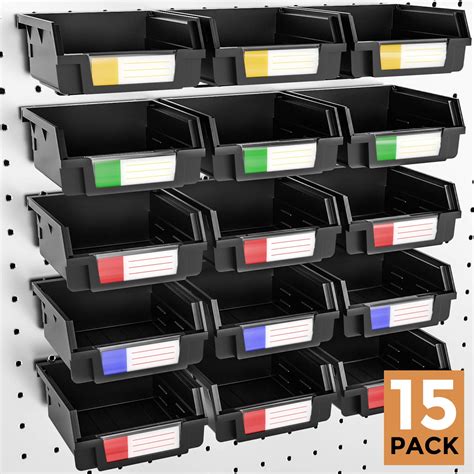 New Incly 15 Pack Black Plastic Pegboard Bins Storage Set Hooks To Any