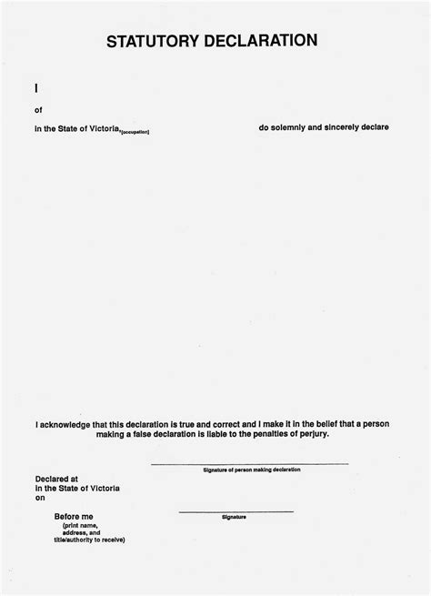 Statutory Declaration Form Victoria 2019 Word Document Document Samples