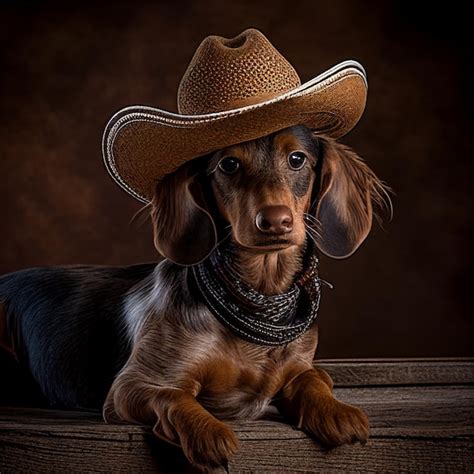Premium Ai Image A Close Up Of Dog Wearing Cowboy Hat Generative Ai