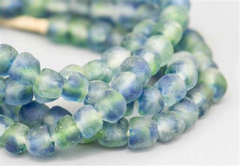 African Recycled Glass Beads Blue Green Sea Glass Beads Etsy