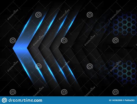 Abstract Blue Metallic Light Arrow Direction Overlap On Dark Speed
