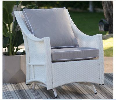 The espresso finish and beige upholstery complement neutral outdoor settings with a traditional sentiment. White Resin Wicker Single Chair Patio Glider Outdoor ...