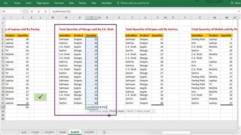 Tutorial On Sumif And Sumifs Function In Excel With Example Practice