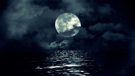 Full Moon Above Water With Clouds Royalty Free Footage Youtube
