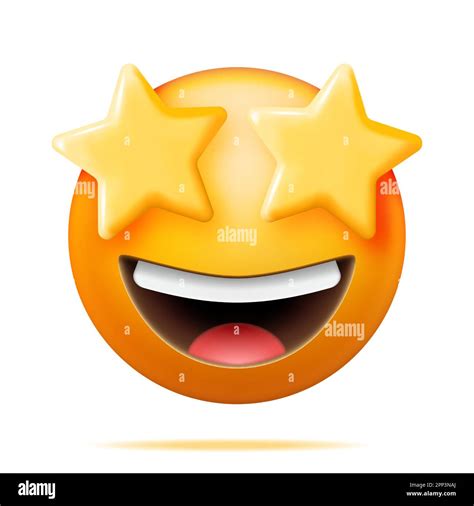 3d Yellow Excited Starry Eyed Emoticon Stock Vector Image And Art Alamy