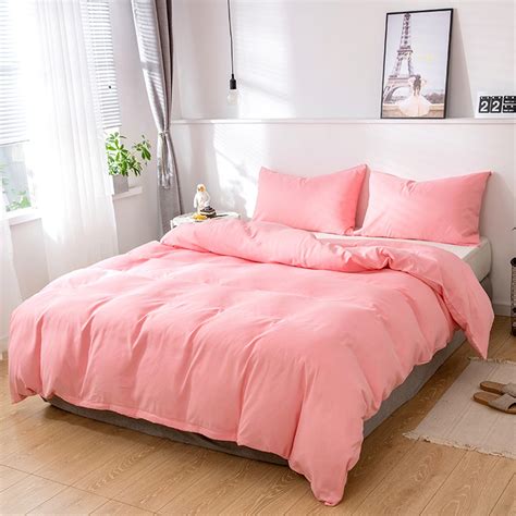 Duvet Cover Set Solid Bedding Microfiber Pink Bed Set Etsy