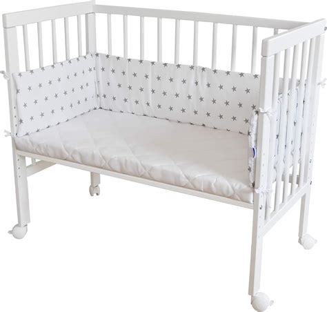Waldin Baby Bedside Cot Co Sleeping Height Adjustable With Bumper16