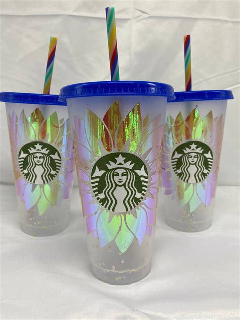 Starbucks Confetti Cup Color Changing Cup Rainbow Straw Etsy