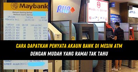 Penyata bank boleh dalam bentuk akaun anda sendiri atau akaun yang dimiliki oleh entiti perniagaan. Cara Dapatkan Penyata Akaun Bank Di Mesin ATM Dengan Mudah ...