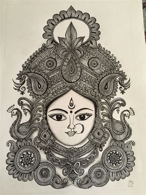 Durga Devi Boho Art Drawings Ganesh Art Paintings Mandala Art