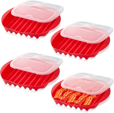 4 Pcs Microwave Bacon Cooker Oven Microwavable Bacon Maker