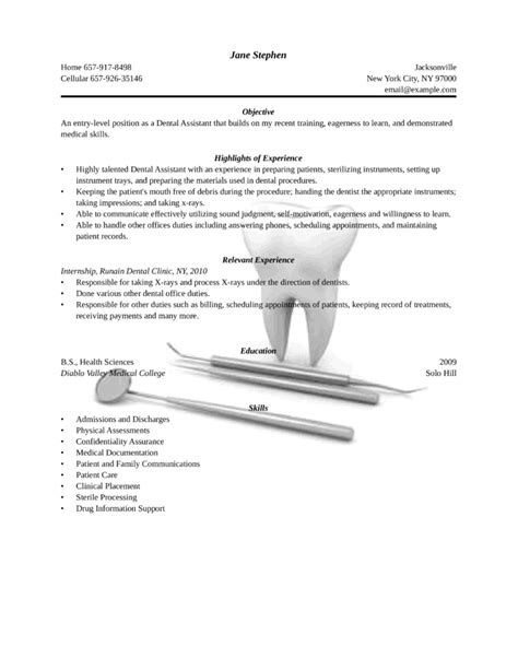 Objective back to table of content you should write a dental assistant resume objective for your dental motivated and precise individual looking for a dental assistant position with abc company, seeking to apply professional experience and drive to. Dental Assistant Resume Samples Entry Dental Assistant - reportspdf819.web.fc2.com