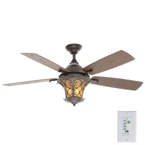 Best ceiling fan with light: Hampton Bay Veranda II 52 in. Indoor/Outdoor Natural Iron ...