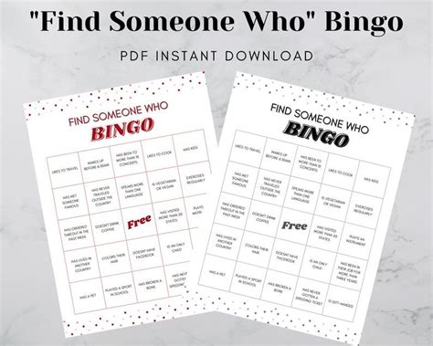 Find Someone Who Ice Breaker Bingo Find The Guest Game Etsy Fun