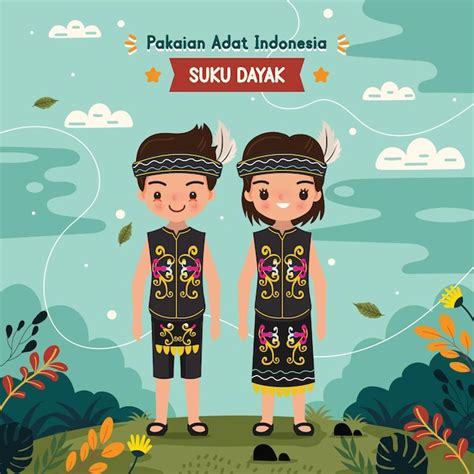 Premium Vector Baju Adat Indonesia Suku Dayak