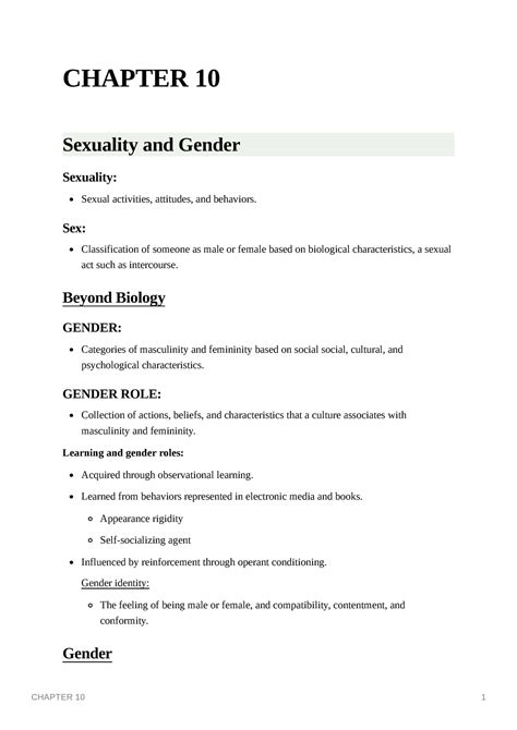 chapter 10 chapter 10 sexuality and gender sexuality sexual activities attitudes and