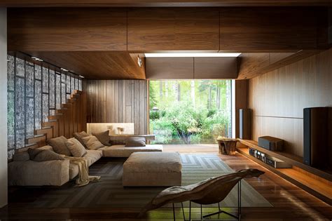 Eco forest house for sale by dharti resorts & holidays pvt. Eco-house in pine forest - living room on Behance