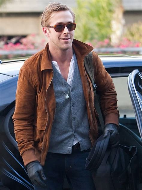 Ryan Gosling Brown Suede Leather Jacket Mens Fashion Inspiration