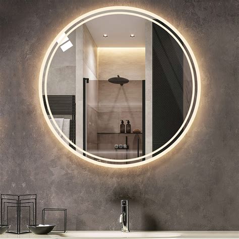 Buy Wisfor Led Bathroom Vanity Mirror 60cm Round Illuminated Wall Ed Makeup Mirror Dimmable