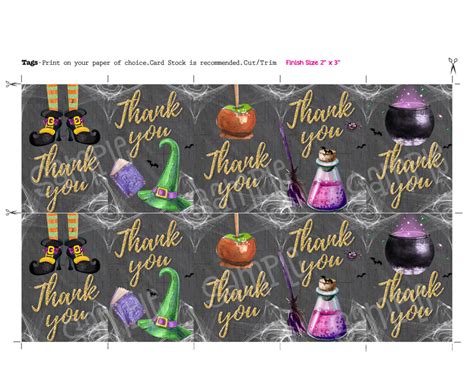 Halloween Party Favor Tags Thank You Favor Tags Birthday Tag