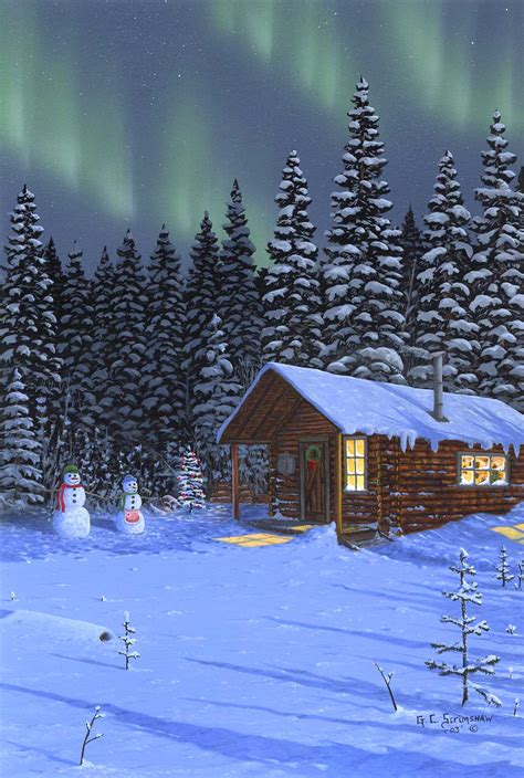 Glen Scrimshaw Canadian Artist Christmas Cabin