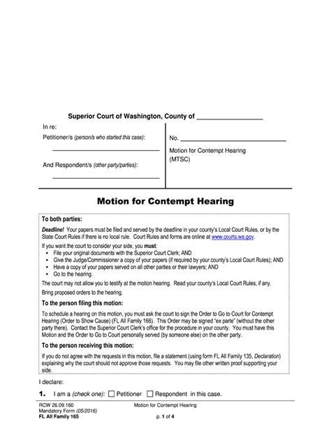 Washington Contempt 2016 2024 Form Fill Out And Sign Printable Pdf
