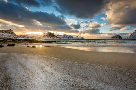 Lofoten Sunset This Dreamy Shot Was Captured At Haukland Beach On The